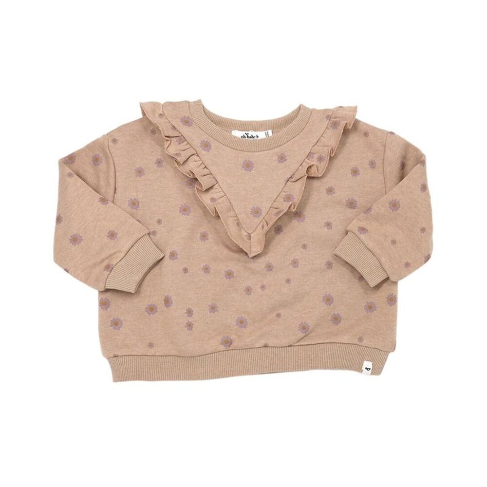 Oh Baby! Girls  Mini Daisies V-Ruffle Boxy Sweatshirt